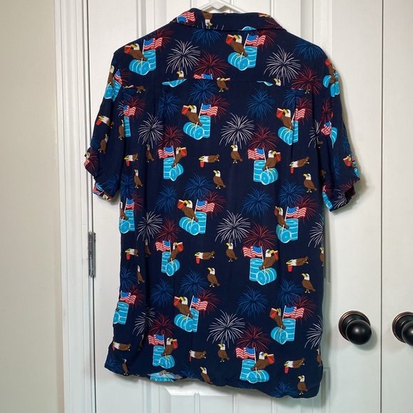 Party Pants Old Glory Button Up Short Sleeve Top Size Medium - Picture 2 of 4